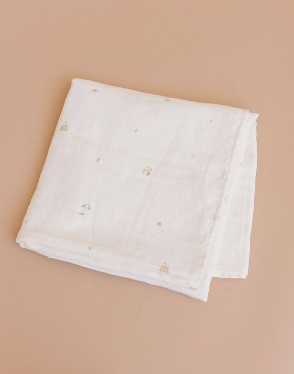 Beach print organic muslin baby swaddle