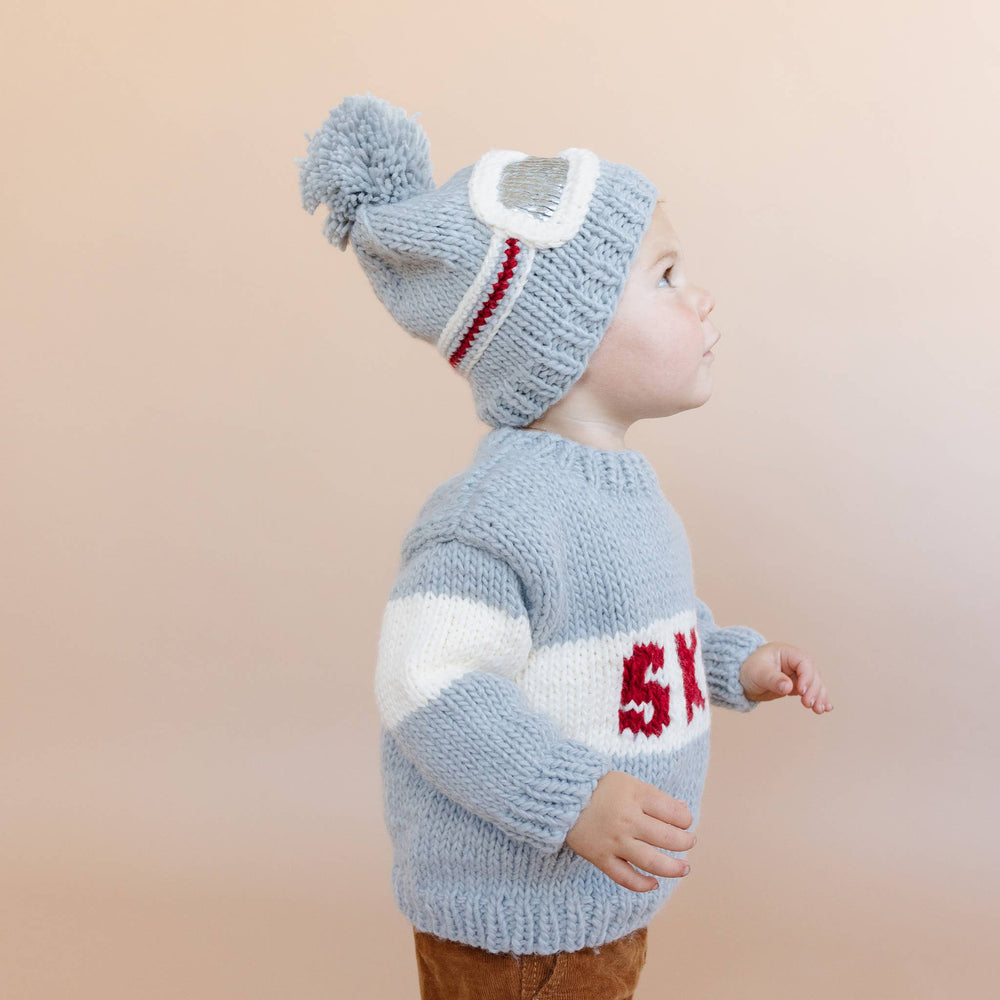 Grey Ski Cotton Knit Baby Sweater