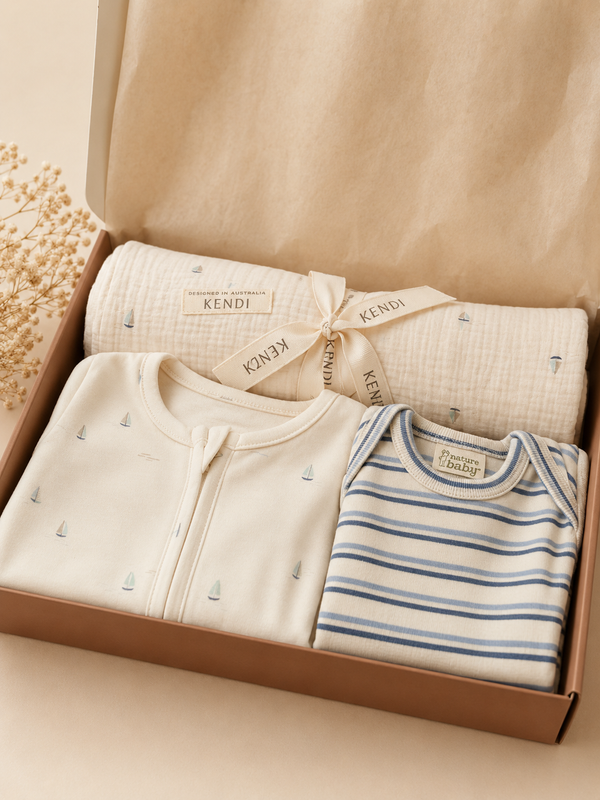Little Skipper — Boat Print Newborn Set  (5 pc)