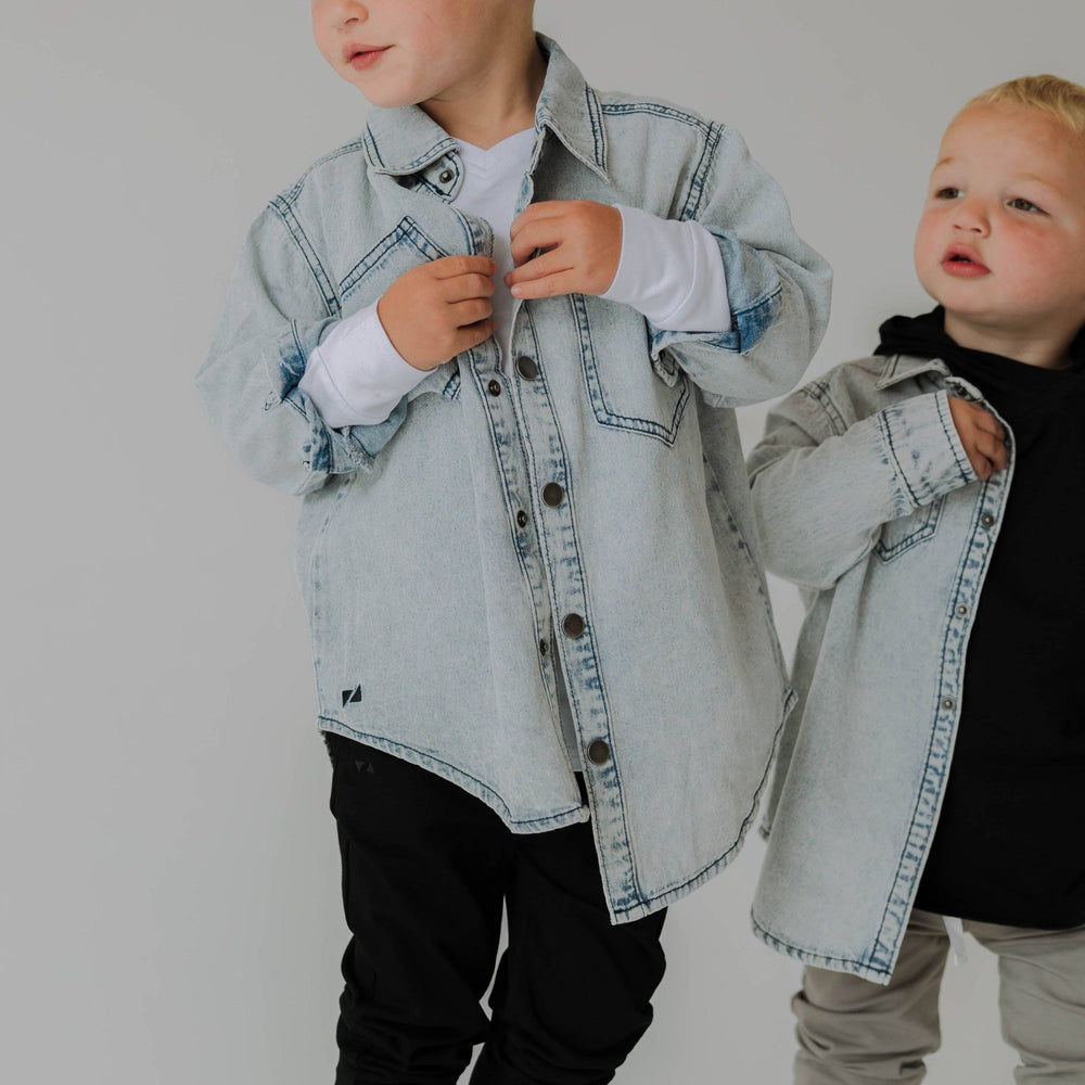 Vintage Wash Denim Kids Shirt Jacket (vendor placeholder photo)