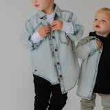 Vintage Wash Denim Kids Shirt Jacket (vendor placeholder photo)