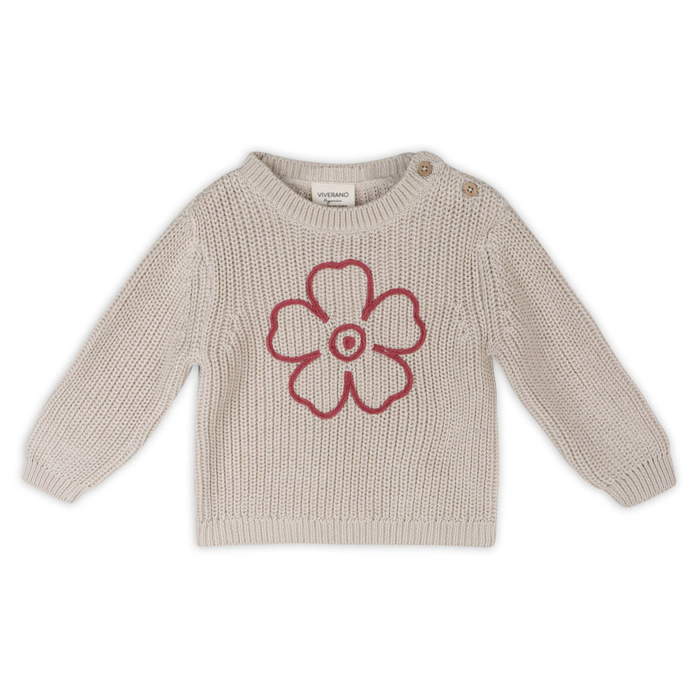 Flower Embroidered Chunky Knit Baby Sweater — Honey & Stitch baby & toddler clothing