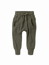 Green Waffle-Knit Kids Jogger