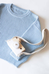 Organic Chunky Knit Sweater - Blue