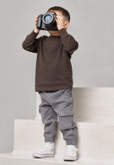 Brown Long-Sleeve Elevated Kids Tee (vendor placeholder photo)