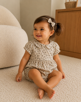 Baby girl floral cotton romper with bow – view 3