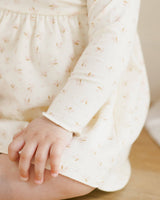 Ivory floral long-sleeve baby play dress set – view 2
