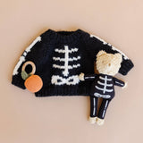 Black Skeleton Knit Baby Sweater – Halloween