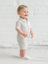 Dune stripe seersucker collared baby playsuit – view 2