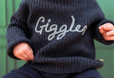 Chunky Knit Slouchy Baby Pullover – Speckled Navy Organic Cotton