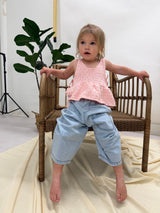 Pink Cotton Peplum Tie-Side Baby Top
