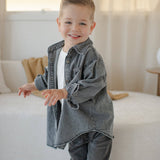 Black Wash Denim Kids Shirt Jacket (vendor placeholder photo)