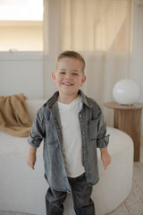 Black Wash Denim Kids Shirt Jacket (vendor placeholder photo)