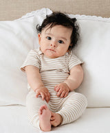 Organic Cotton Short Sleeve Bodysuit - Oat Stripes