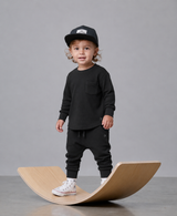 Black Waffle-Knit Kids Top (vendor placeholder photo)