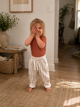 Cappuccino stripe terry cotton toddler pants – view 2