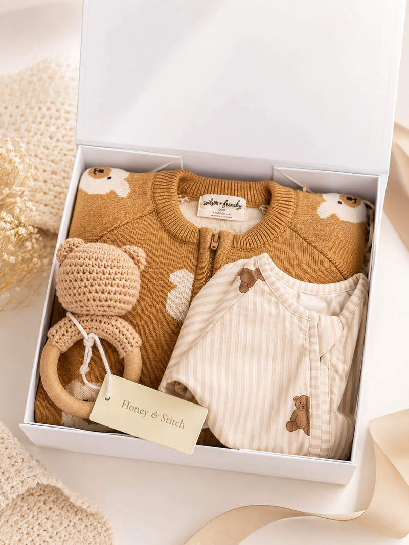 Sleepy Bear Newborn Essentials Box  - 0-3 Months (Australian Brand)