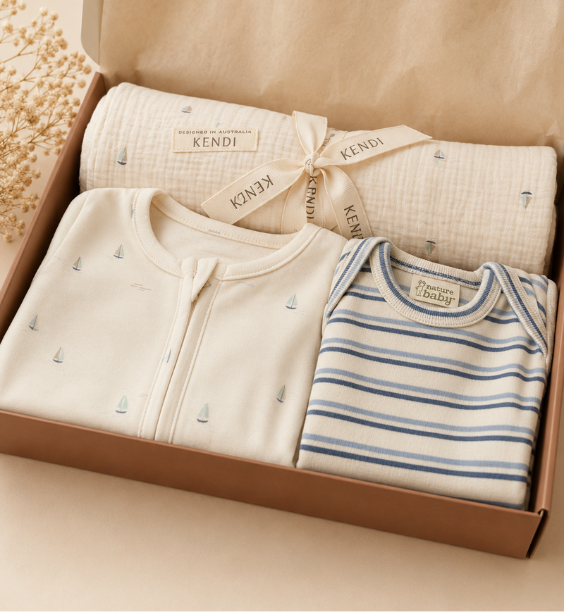 Little Skipper — Boat Print Newborn Set  (5 pc)