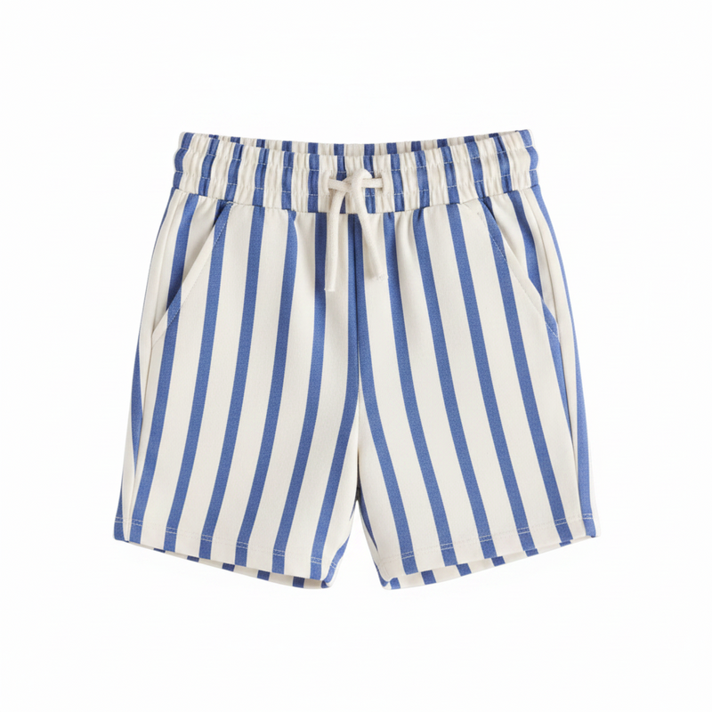 Cobalt Stripe Cotton Shorts