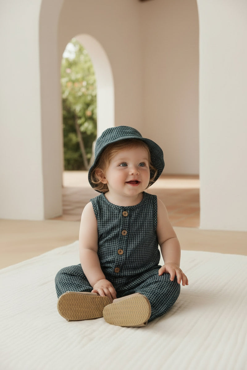 Organic Cotton Jumpsuit — Forest Grid
