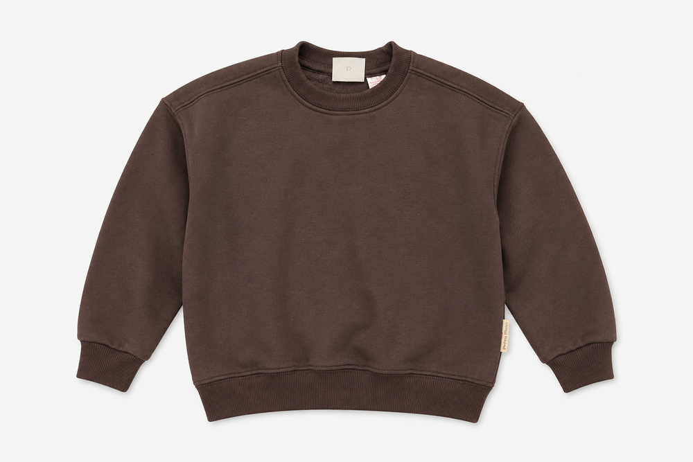 Cotton Crewneck Baby Sweatshirt - Brown