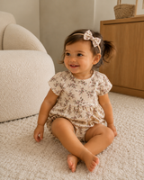 Baby girl floral cotton romper with bow headband – view 2