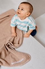 Mint stripe terry cotton baby bodysuit