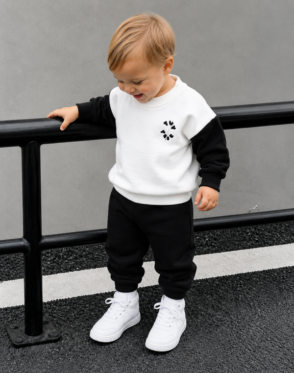 White cotton fleece baby tracksuit