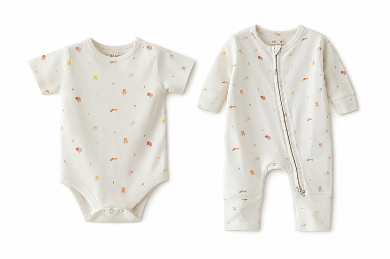 Sea Creatures Cotton Jersey Romper & Bodysuit Set