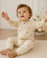 Dog print organic cotton zip baby one-piece – view 2
