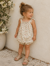 Aster floral shoulder-tie bubble baby romper – view 2