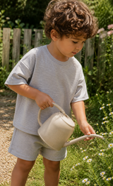 Parchment fine stripe Pima cotton baby tee – view 2