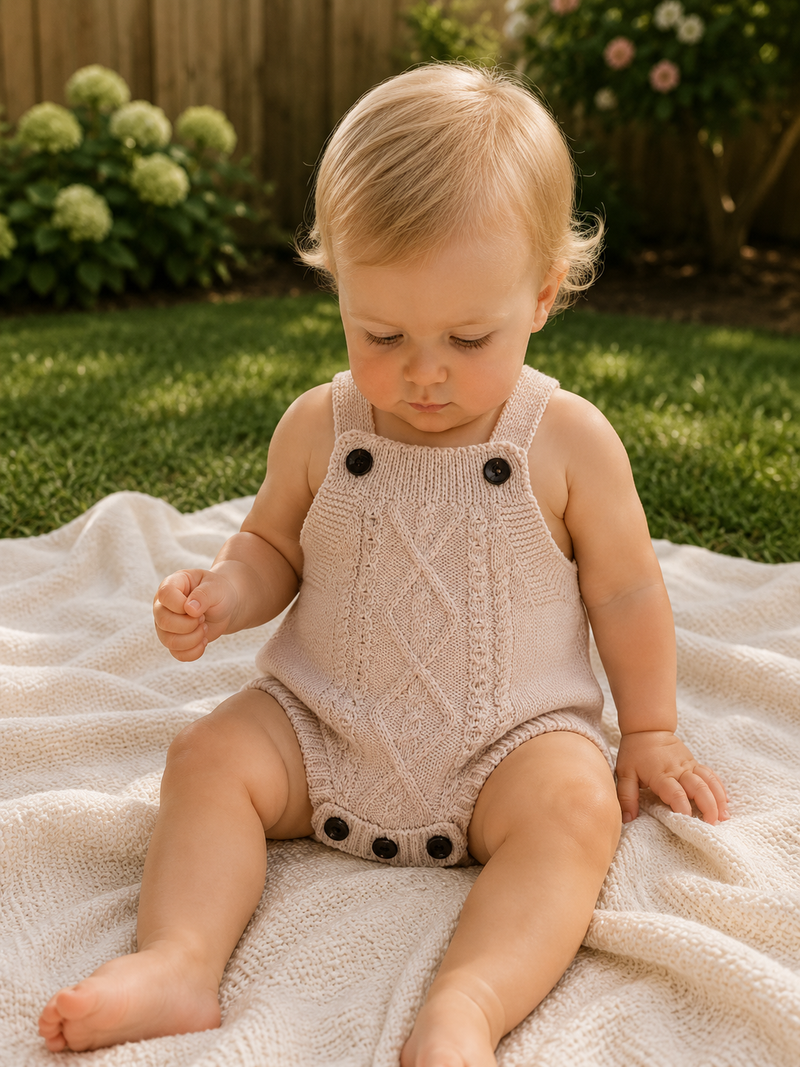 Cable Knit Sleeveless Cotton Romper