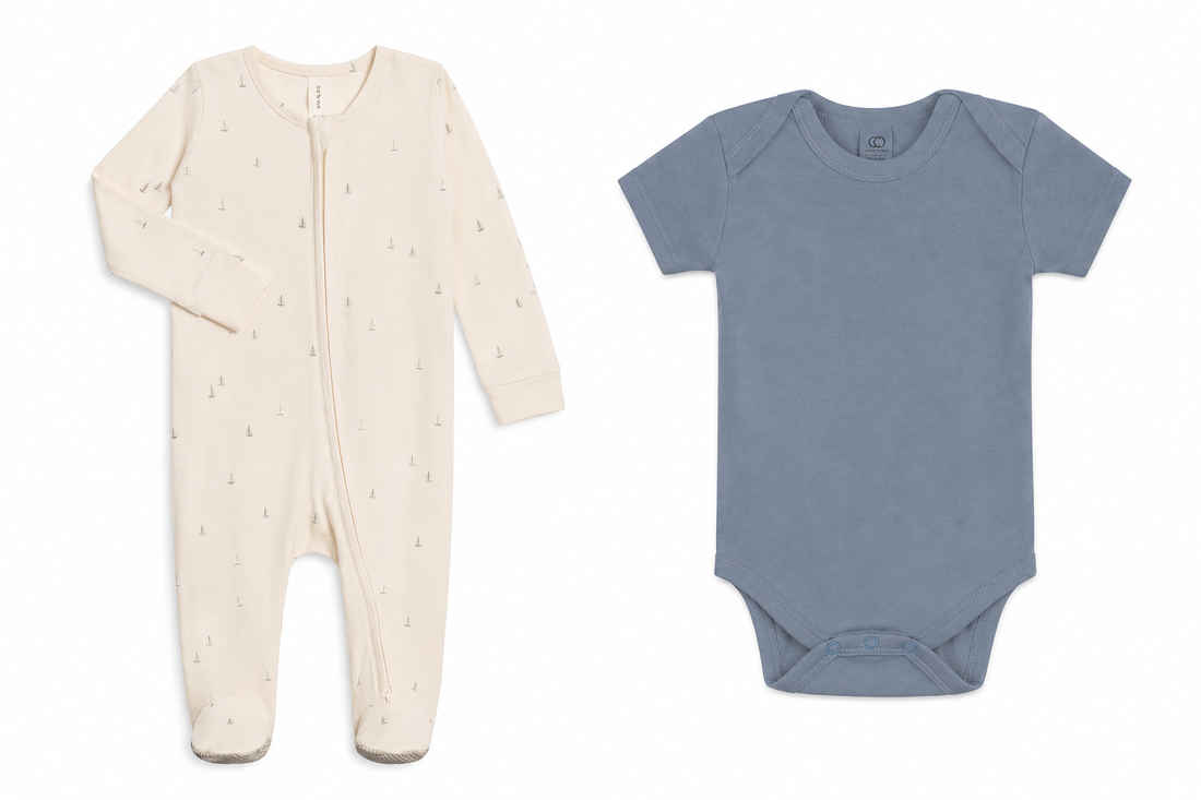 Boat Print Two-Way Zip Sleeper and Sea Classic Short-Sleeve Bodysuit