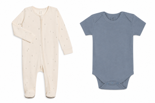 Boat Print Two-Way Zip Sleeper and Sea Classic Short-Sleeve Bodysuit