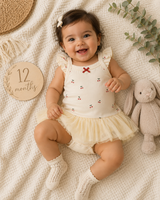Cherry ruffle tutu baby bodysuit – view 3
