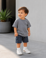 Navy stripe toddler cargo shorts – view 2