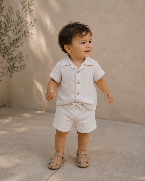 Shoreline Stripe Baby Shirt & Shorts Set – Organic Cotton