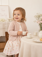Heathered rose button baby cardigan – view 2