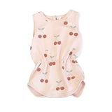 Cherry print terry cotton baby playsuit, pre-loved