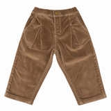 Pecan Pleated Cotton Toddler Pants