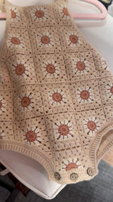 Floral crochet knit baby romper – view 3