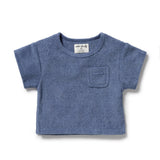 Deep blue organic cotton terry baby tee