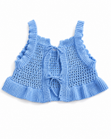 Sky blue crochet knit baby matching set – view 4