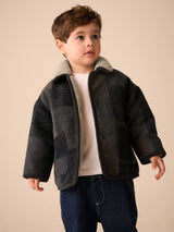 Multi Check Borg Collar Kids Jacket