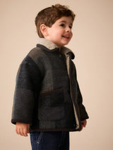 Multi Check Borg Collar Kids Jacket