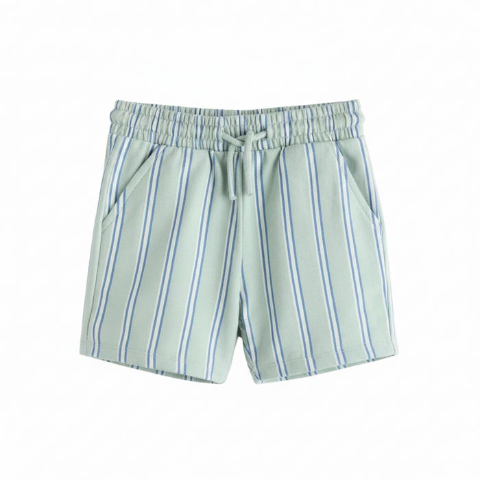 Sage stripe cotton baby shorts
