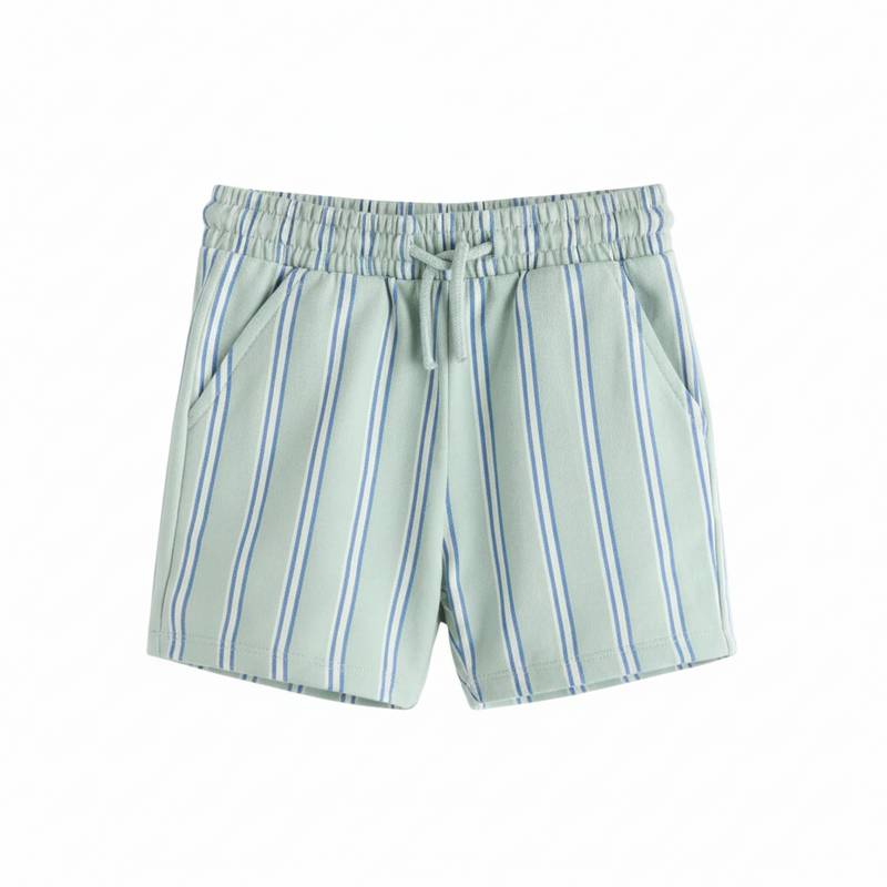 Sage Stripe Cotton Shorts