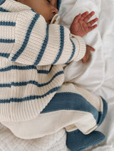 Cream Striped Chunky Knit Baby Sweater