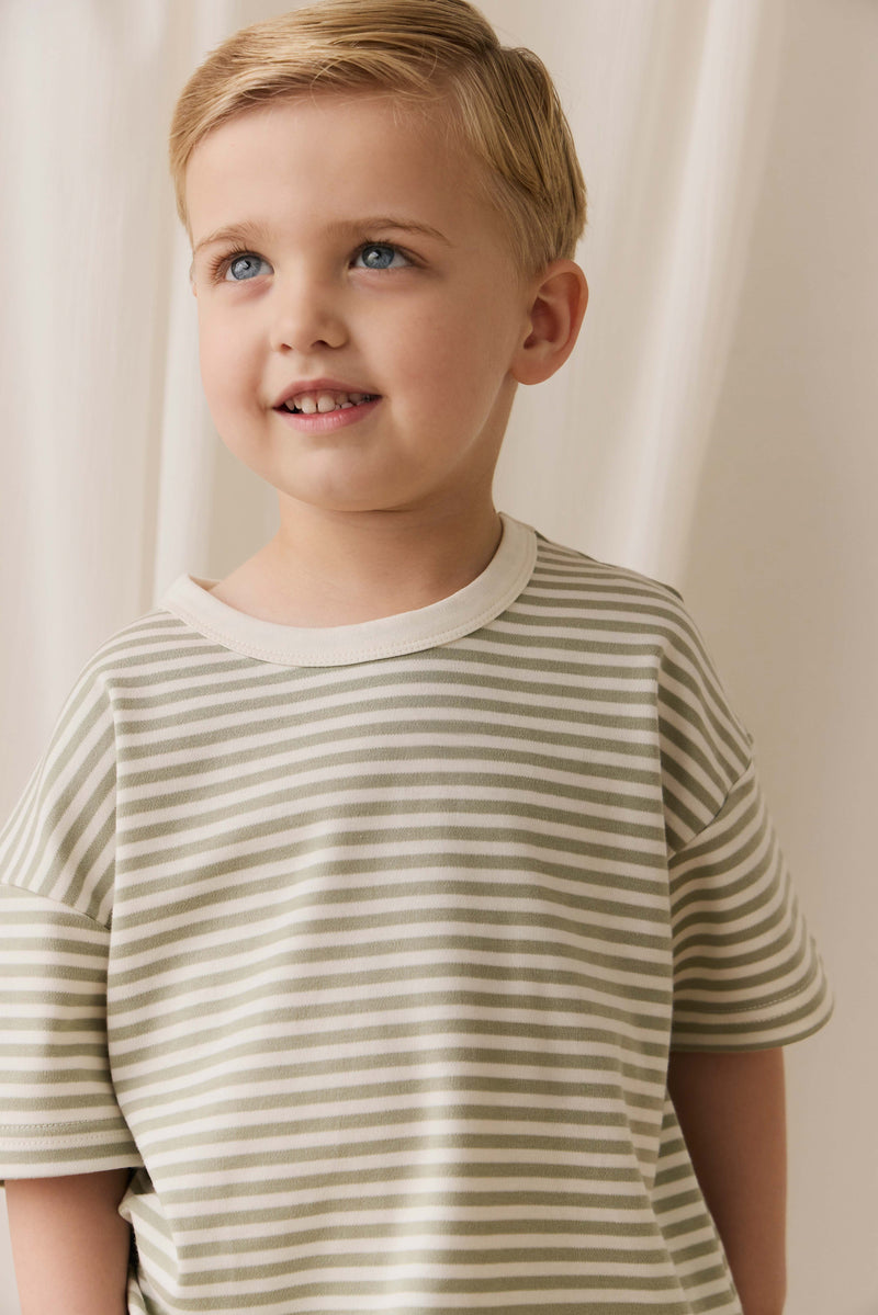 Pima Cotton Wesley Tee — Lichen Stripe